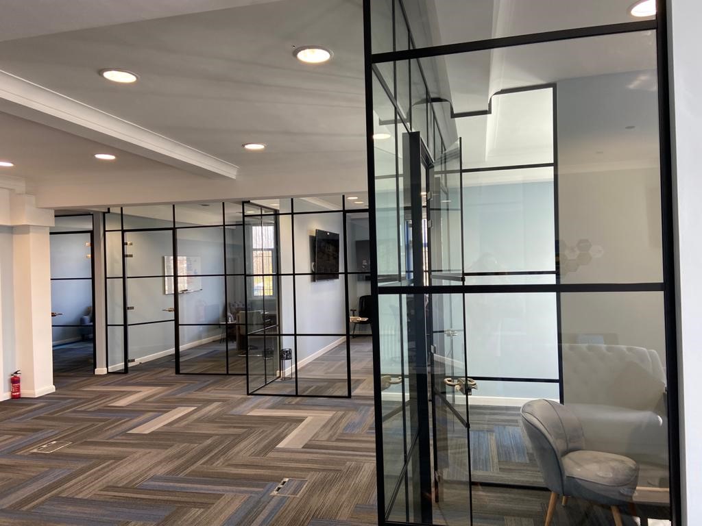 MND Investments, BLAQ Banded Industrial Look Partitions by Office Blinds & Glazing
