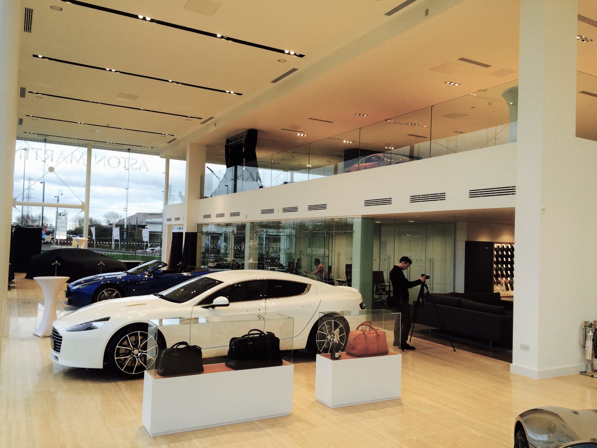 Aston martin showroom, glazed partitions by Office Blinds & Glazing