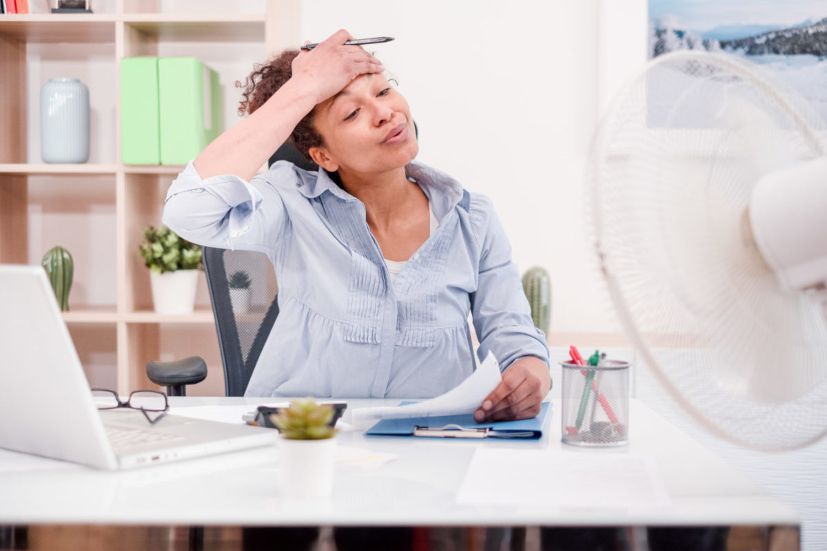 woman working in humid office